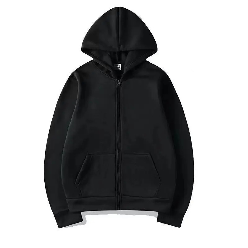 Cross border European and American unisex zipper sweater cardigan wool hoodie solid color blank sportswear 241211