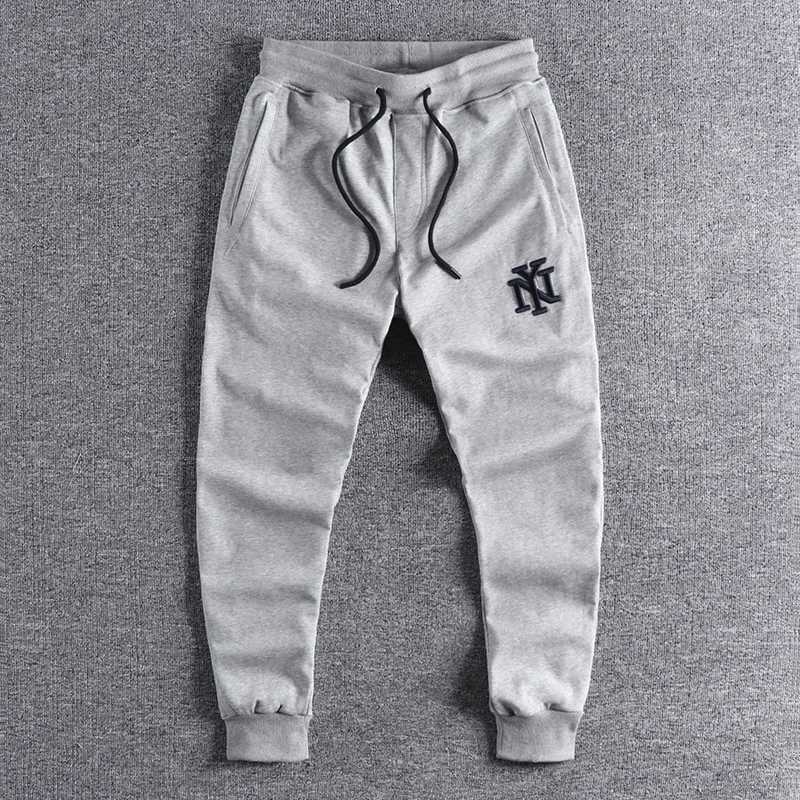 Autumn American Retro Letter Embroidered Sweatpants Mens Fashion Loose Elastic Waist Drawstring Sports Casual Ankle-tied Pants X2503191