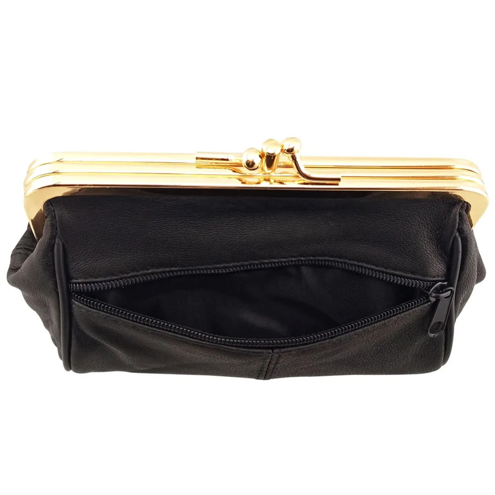 NICOLE CO Original Womens Sheepskin Coin Wallet Girls Metal Frame Change Money Bag Genuine Pickup Bracket Small Wallet 241212