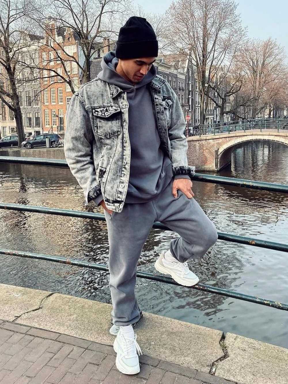 Mens Cotton Sport Pants Hip Hop Joggers Thick Style Dark Grey Black Loose Running Trousers Training West Sweatpants X2503191