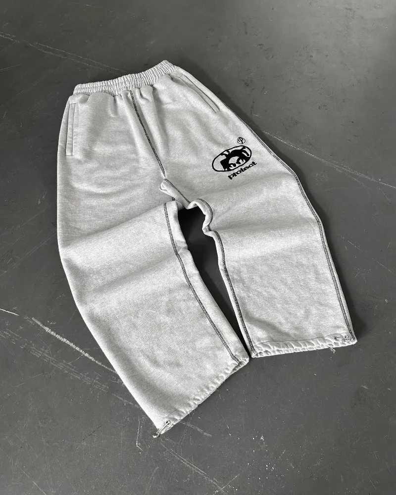 American Retro Embroidered Letter Pattern Sweatpants Mens Y2K Street Hip Hop Loose Fashion Casual High Waist Sweatpants Womens X2503191