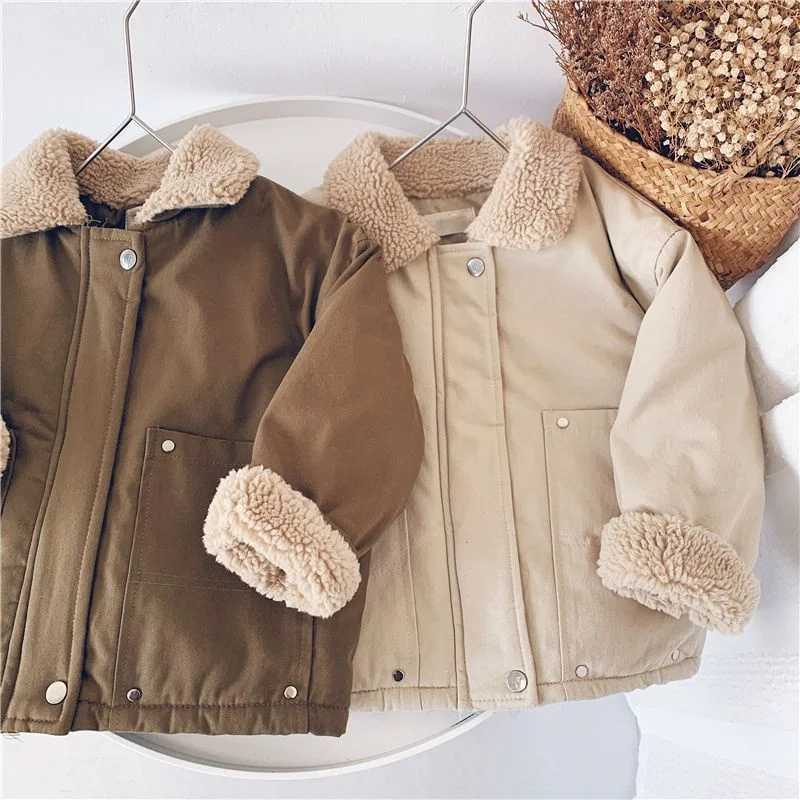 Boys Girls Warm Winter Coats Children Casual Padded Jacket Kids Solid Colour Fashion Outerwear Toddler Turndown Collar ClothingXJ241214