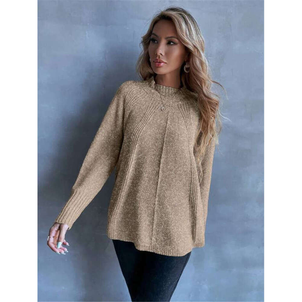 Loose Versatile Slit Knitted Long Sleeved Sweater European And American Foreign Trade, New Autumn Clothes For Women