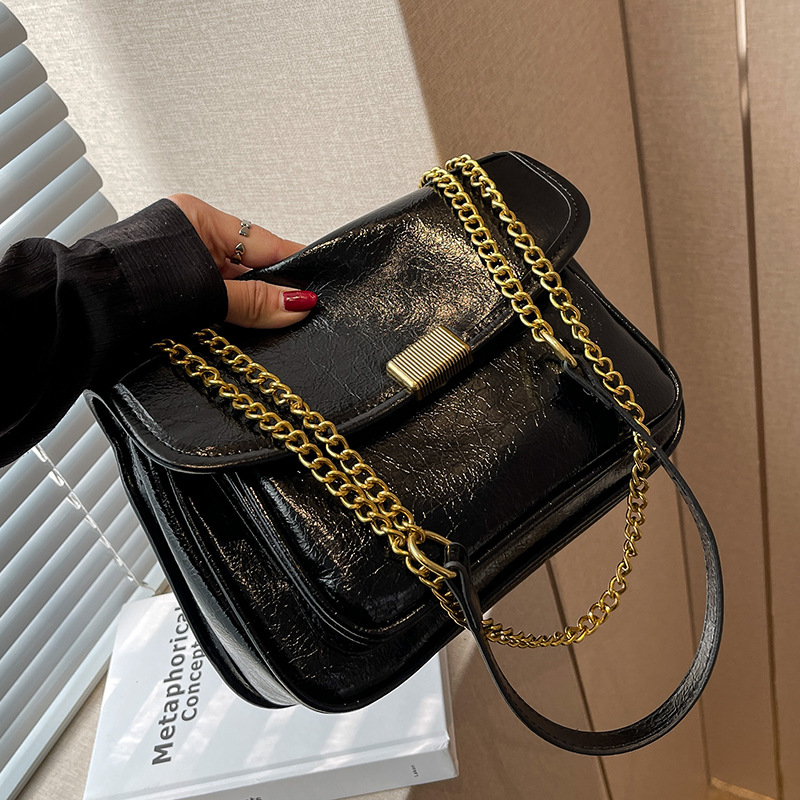 Women Shoulder NEW Popular Versatile Fashion Retro Chain Crossbody Small Square Bag Triple Black Coffee Brown Red Free shipping