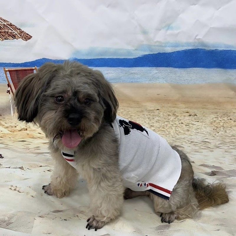 Ice Hemp Dog Clothes for Girls Boys Striped Dog Print Striped Dog Sweater for All Seasons, Sleeveless Breathable Dog Vest for Small Medium Cats Dogs, 