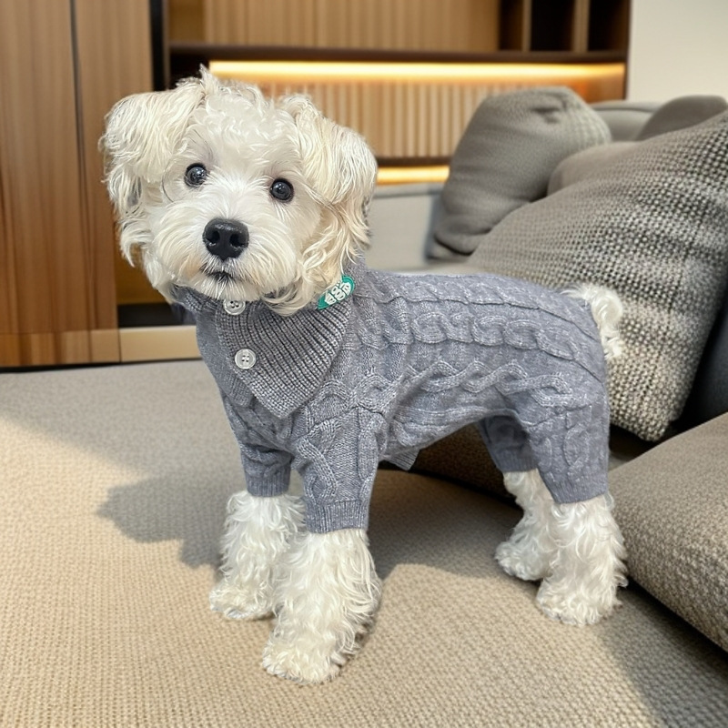 Dog Sweater with Hats Knitted Dog Clothes 4 Legs Dog Jumpsuit Sweater Pullover Winter Coats Solid Color Puppy Sweater Warm Cat Sweater Dog Sweaters fo