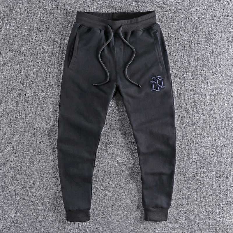 Autumn American Retro Letter Embroidered Sweatpants Mens Fashion Loose Elastic Waist Drawstring Sports Casual Ankle-tied Pants X2503191