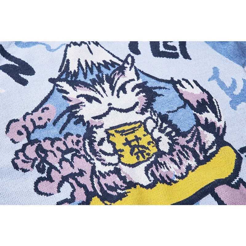 Harajuku Japanese Anime Graphic Sweater Men Hip Hop Streetwear 2021 Autumn Oversize Pullover Sweater for Men Fashion SweatersXJ241216