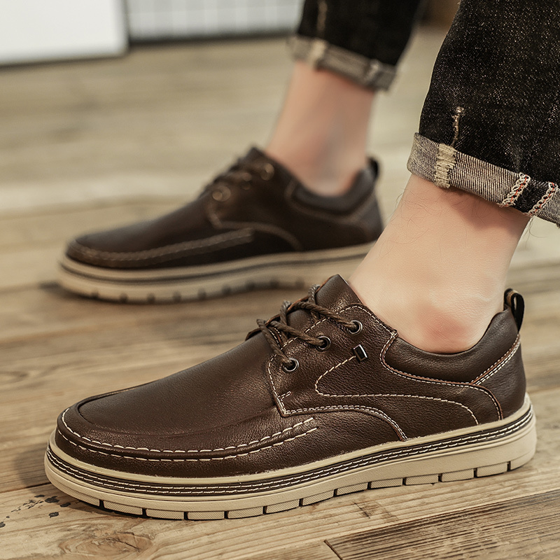 Casual Genuine Leather Shoes For Men Trend Brand Loafers Autumn Flat Man Sneakes Business Comfortable Moccasins Tenis Mascuo