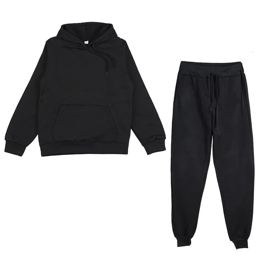 Womens autumn and winter sportswear warm wool set hooded top casual jogging pants 2piece 241212