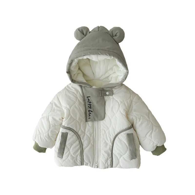 2024 Winter Korean Baby Boys Parkas Cotton Quilted Hooded Thickened Infant Boys Jacket Toddler Boys Outerwears CoatXJ241214