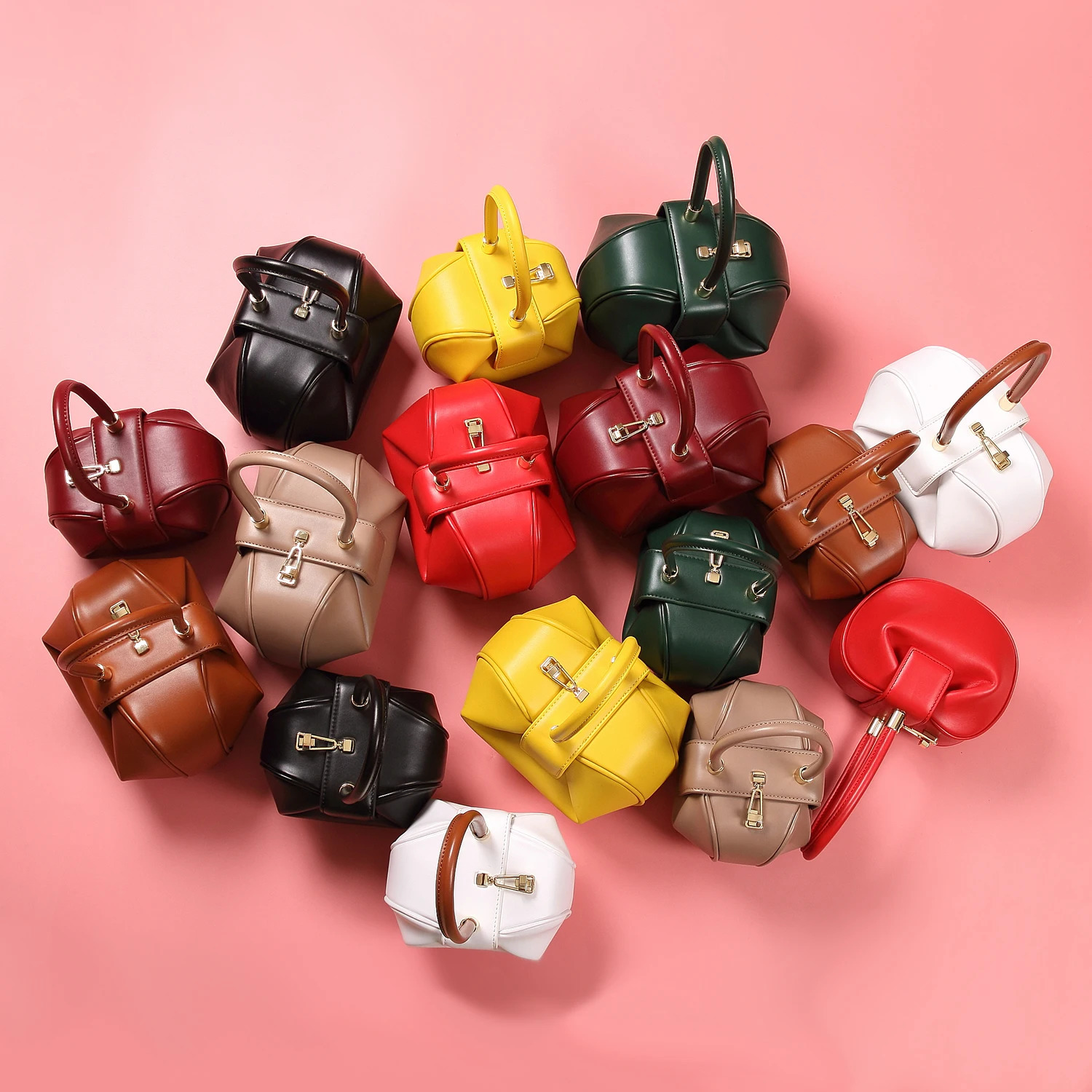 Two Sizes Vintage Elegant Pillows Boston Box Leather Handbag Top Handle Handbag Womens Small Bag 241212