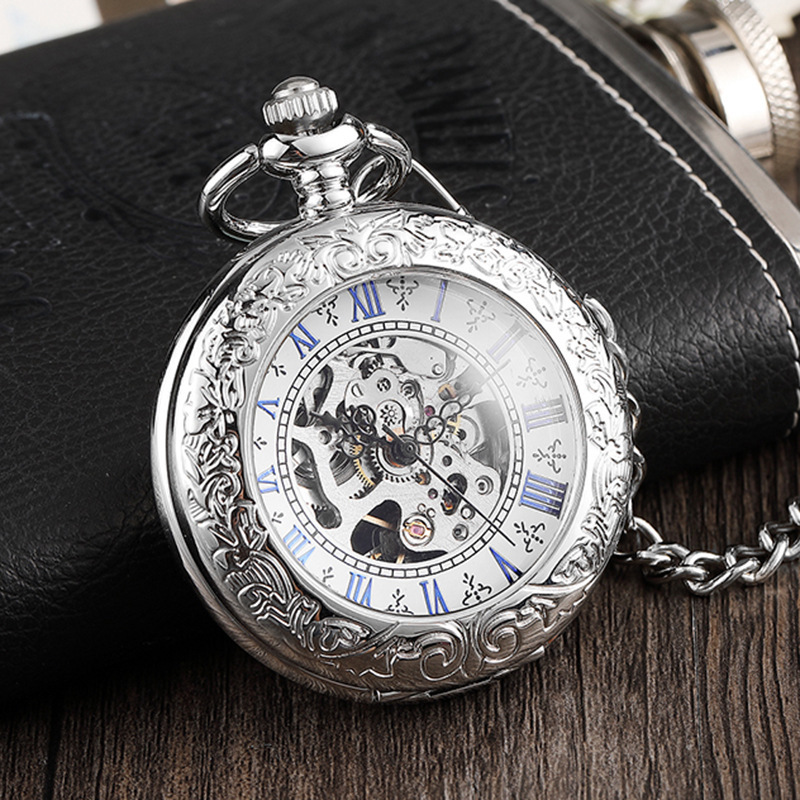 Non Sterling Silver Creative Transparent Flap Silver Men's Dial Diameter 43mm Thickness 11mm Simple Roman Numerals Classic Mechanical Watch 006