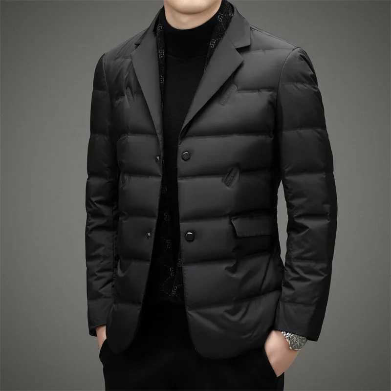 Down Suit Men 2024 New Middle-aged Men Winter Warm Duck Down Clothes Father Winter Suit Coat Blazer Masculino Slim Fit W241216