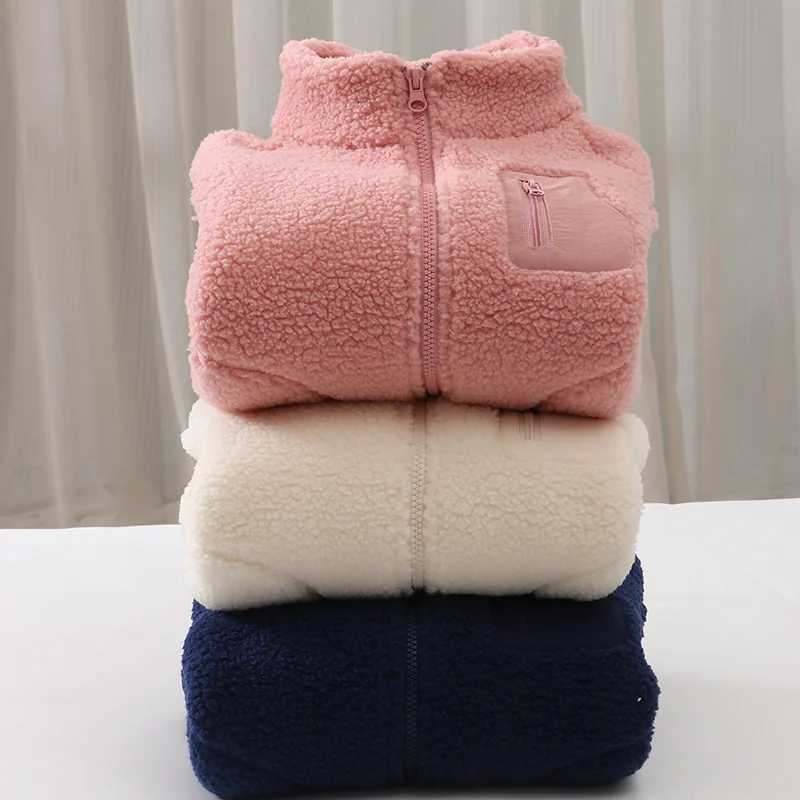 Childrens Plush Jacket Warm Winter Cold Weather Gear Snow Windproof Outdoor Outerwear for Kids Casual Boys Girls Tops ClothesXJ241214