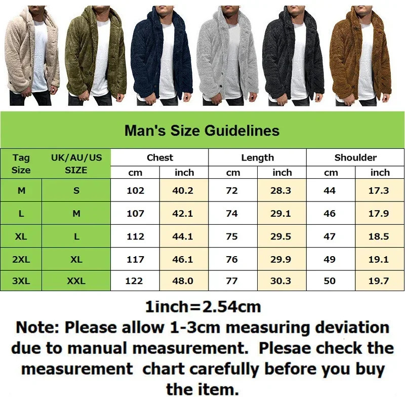 Mens Teddy Bear Wool Coat Winter Warm Hooded Coat Fashion Solid Color Long Sleeve Pocket Button Hooded Warm Coat 241214