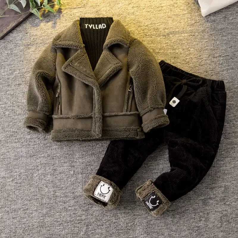 2021 Boys Girls Fake Fur Coats Thickening Cashmere Warm Kids Winter Jackets Overcoats Children Clothes OutfitsXJ241214