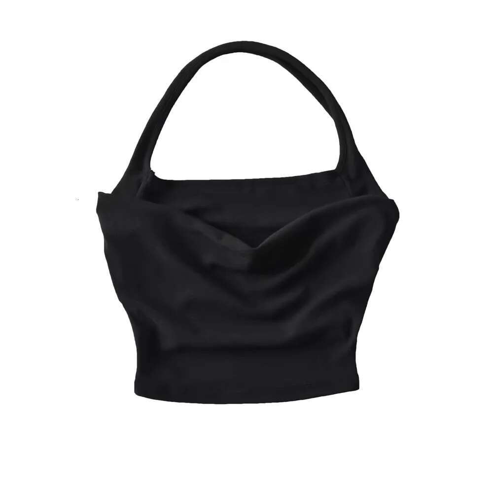 Swinging collar hanging neck vest for women in summer 2024, sexy hot girls, backless elastic slim fit, solid color small tank top, 2024 temperament ve