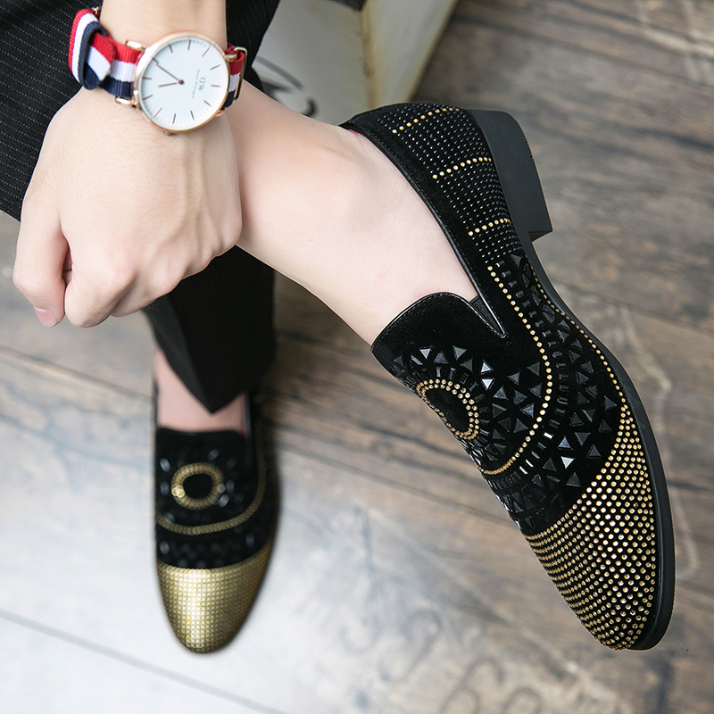 Brand Noble Black Rhie Men Dress Veet Crystal Moccasins Mens Loafers Office Business Party Man Casual Shoes