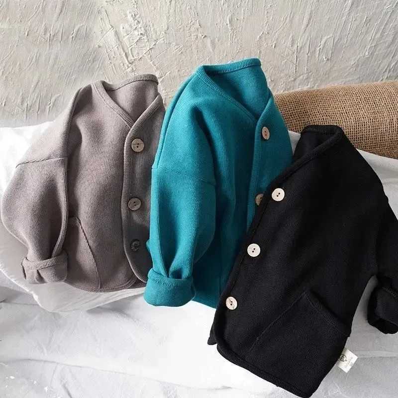Fashion Korean Childrens Coat Long Sleeve Cardigan Autumn Baby Boys Girls Cotton Casual Top Coats Jacket SpringXJ241214