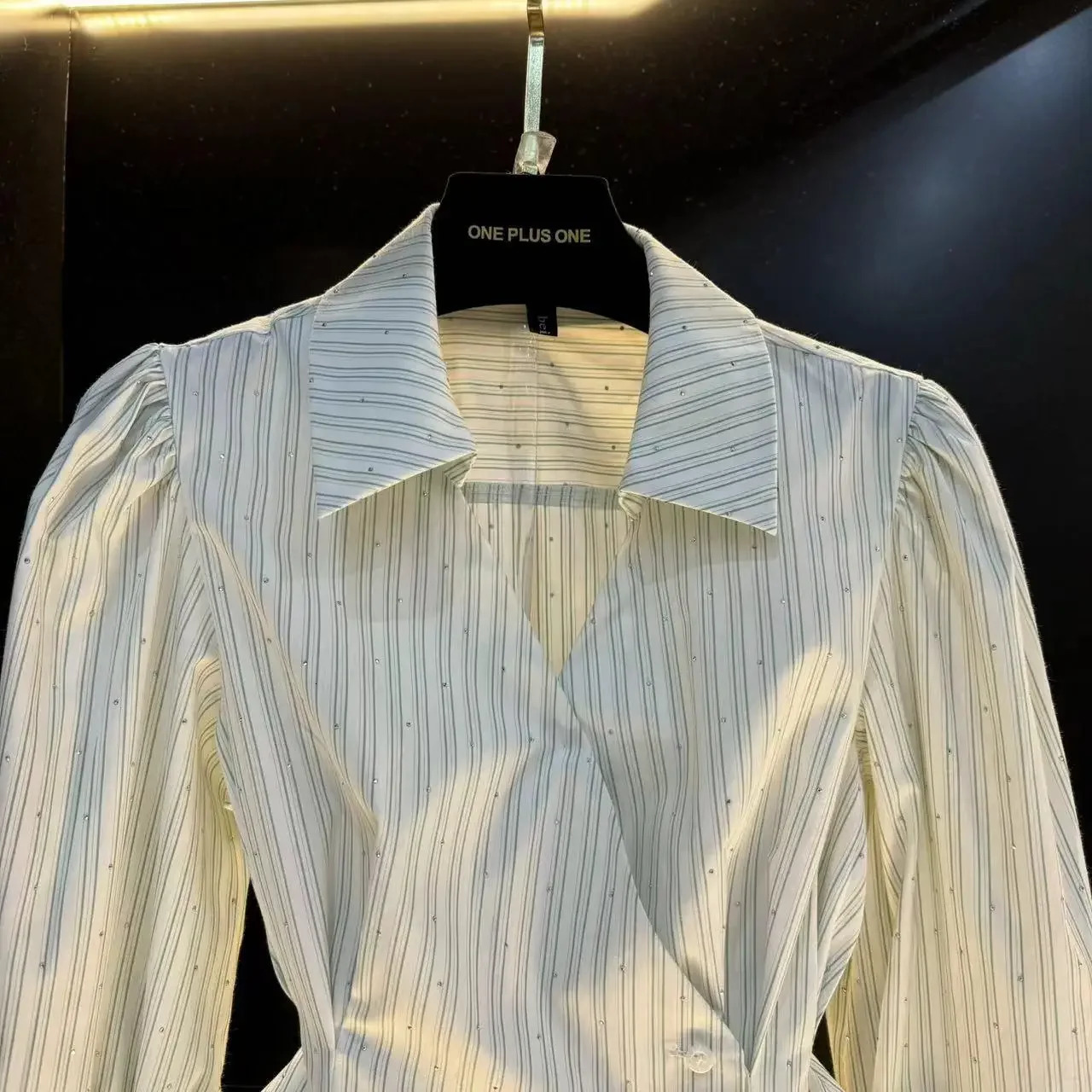 French Irregular Folding Diamond Long Sleeve V-neck Striped Womens Autumn Tight Top Womens Top 241209