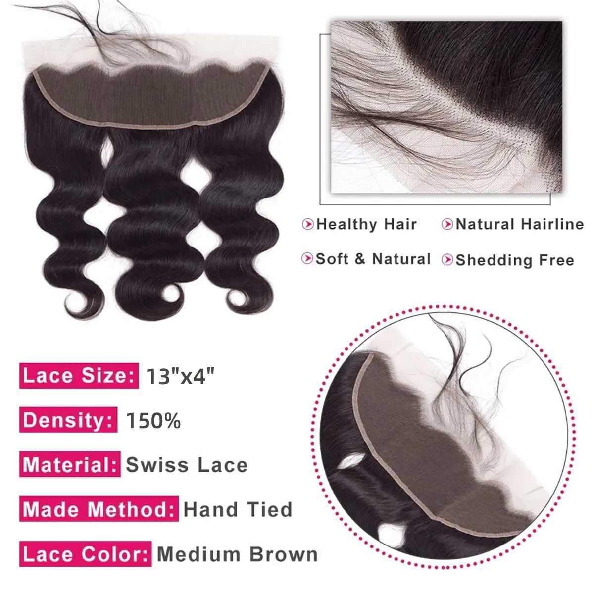 Body Wave Human Hair Bundles With Frontal 100% Unprocessed Brazilian Virgin Real Human Hair 3 Bundles with 13x4 HD Lace FrontalXJ250120