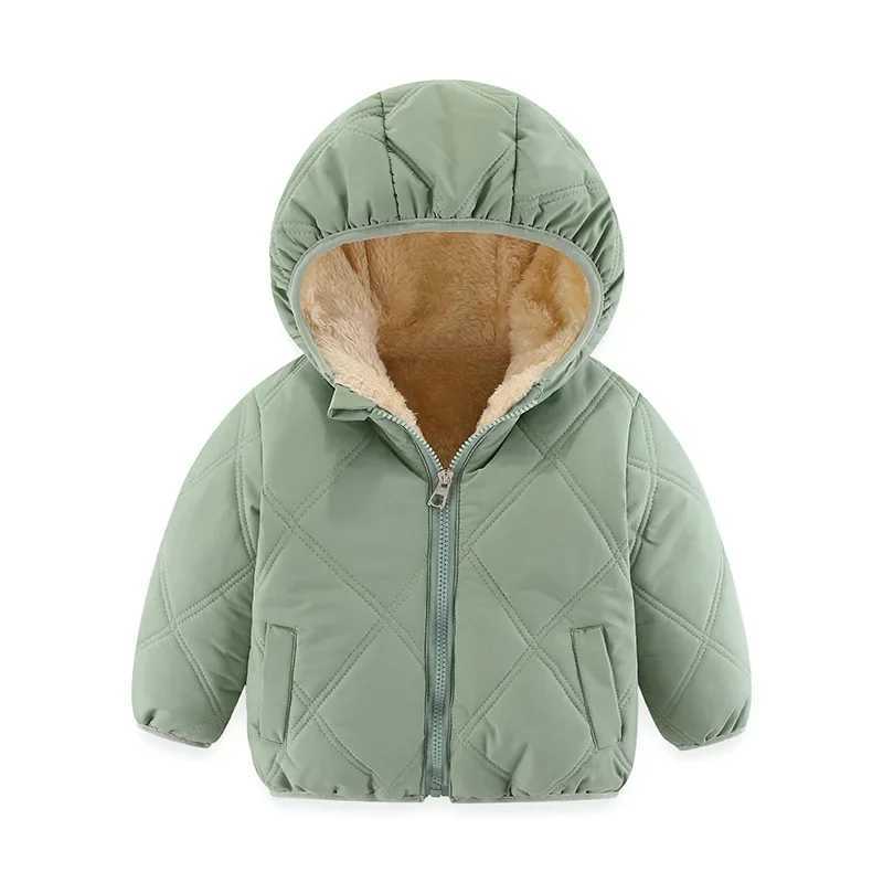 Winter Keep Warm Girls Jacket Lined With Velvet Thick Cotton Padded Hooded Coat For Kids Children Keep Out The Cold OuterwearXJ241214