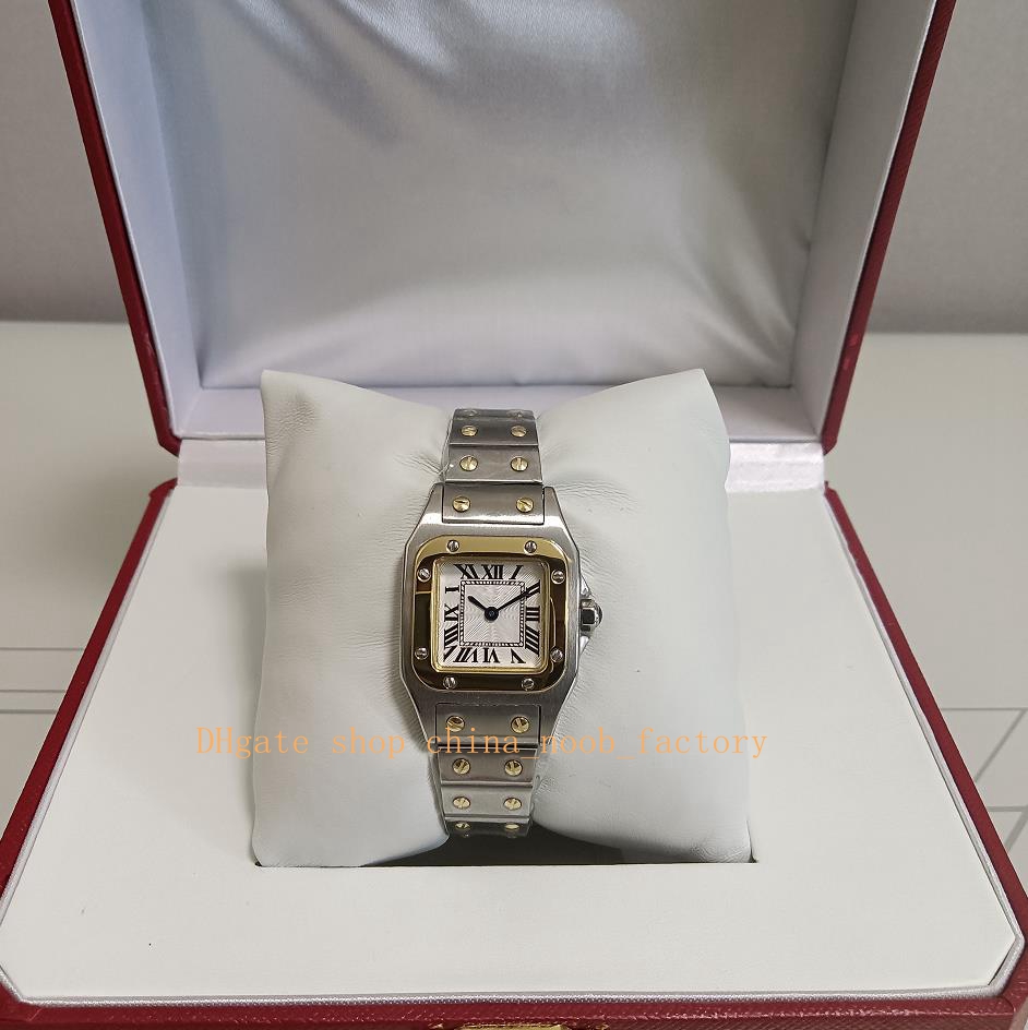 Real Photo Ladies With Box Papers Watches Women Quartz Model Silver Roman Dial Yellow Gold Two Tone Stainless Steel Bracelet Women's Casual Classic Dress Watch