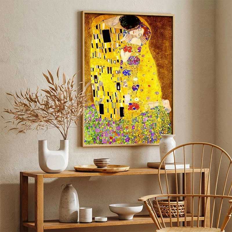 Gustav Klimt Freyas Tears Kiss Photo Poster Art Scandinavian HD Picture Canvas Painting and Printmaking Used for Living Room Home Decoration M241216