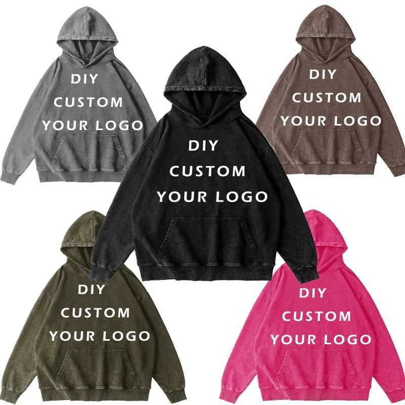 100% pure cotton retro washed hoodie customization your own design brand/picture/text customization DIY M-3XL direct shipping X2412161