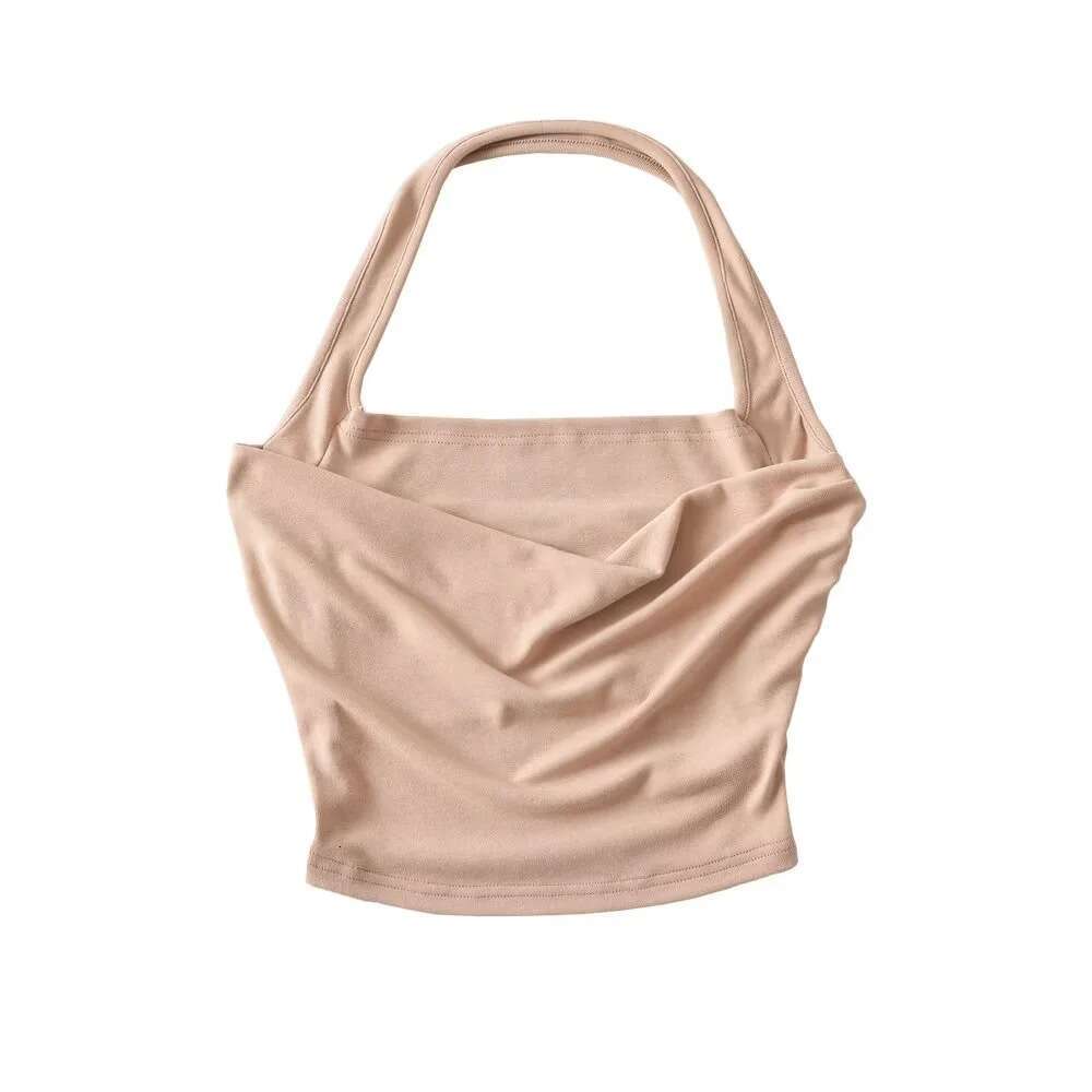 Swinging collar hanging neck vest for women in summer 2024, sexy hot girls, backless elastic slim fit, solid color small tank top, 2024 temperament ve
