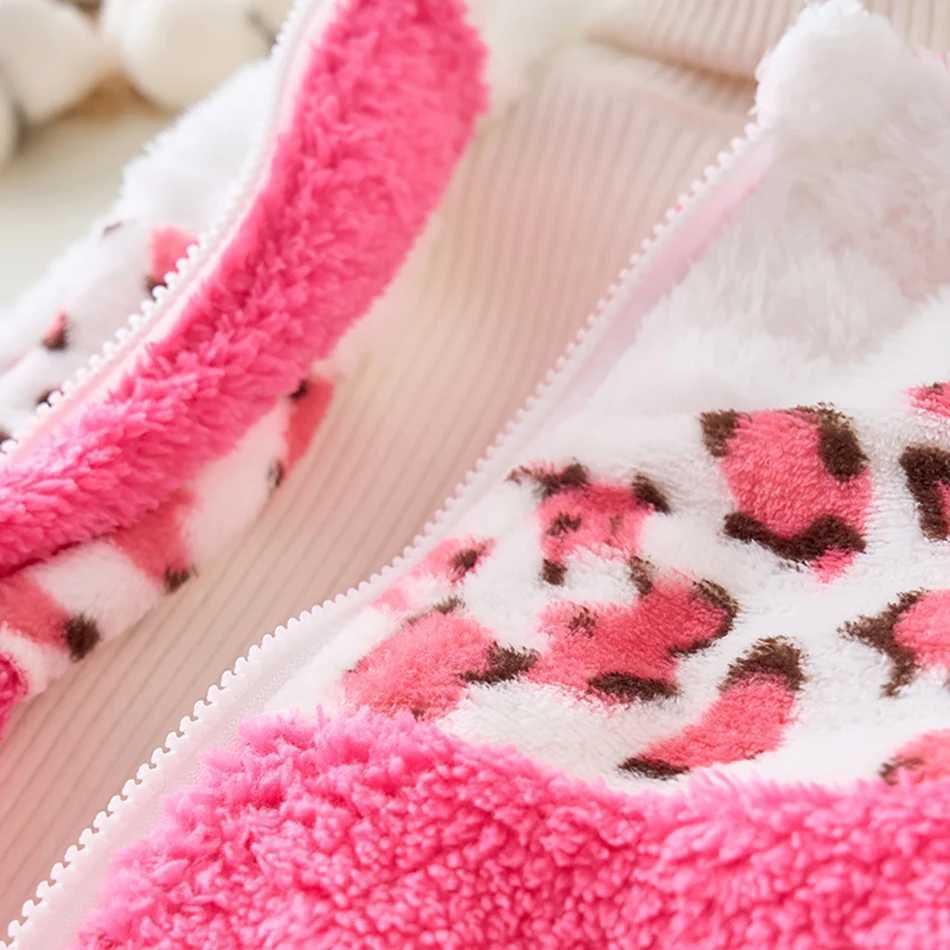 Sweet Little Girls Plush Fleece Hoodie Jacket Warm and Cozy Lining Autumn Winter Cute and Comfortable Casual OuterwearXJ241214