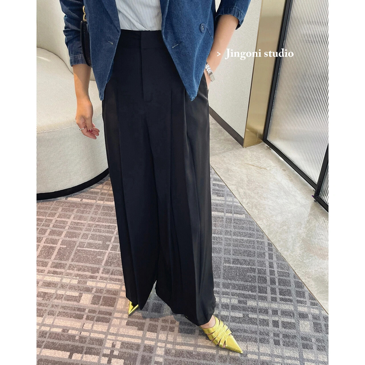 Y2k Womens Pants Cargo Set Summer Korean Fashion Wide Leg Retro Elastic High Waist En Wrinkle Elegant Classic 241214