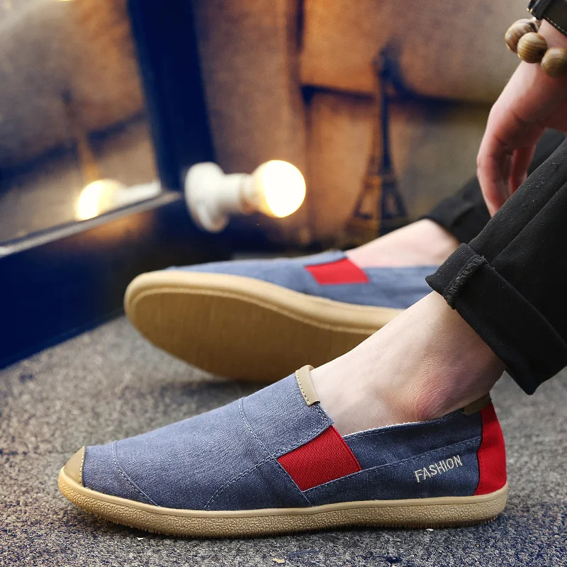 Fashion Men Lazy Youth Slip-On Walking Sneakers Mens Brand Casual Shoes Big Size 36 Canvas Driving Loafers