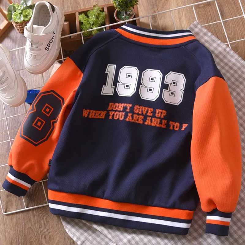 2024 New Childrens Baseball Jacket Boy Bomber Jacket Spring And Autumn Cool Boy Coat Kids Letter Print Outerwear 3-14YXJ241214