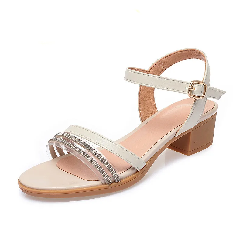 AIYUQI Sandals Summer Girls Fish Mouth Fashion Rhinestone Women Sandals Breathable Large Size Women Sandals