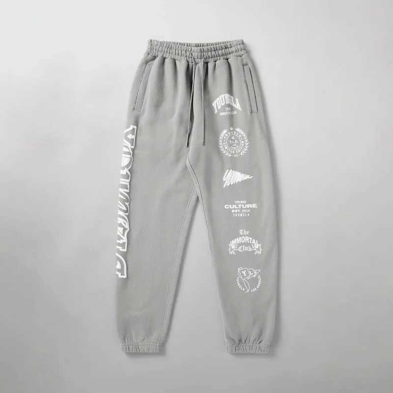 Fashionable mens sports pants gym sports and leisure pants pure cotton printed bouncing foot pants autumn and winter X241216