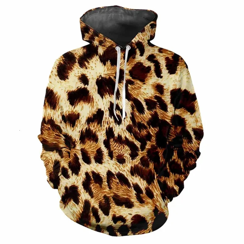 Leopard Stripe Hoodie Pullover Long Sleeves Loose Sweatershirt 3D printed Autumn Fashion Trend Clothes Street Cool Hooded Hoodie 241214