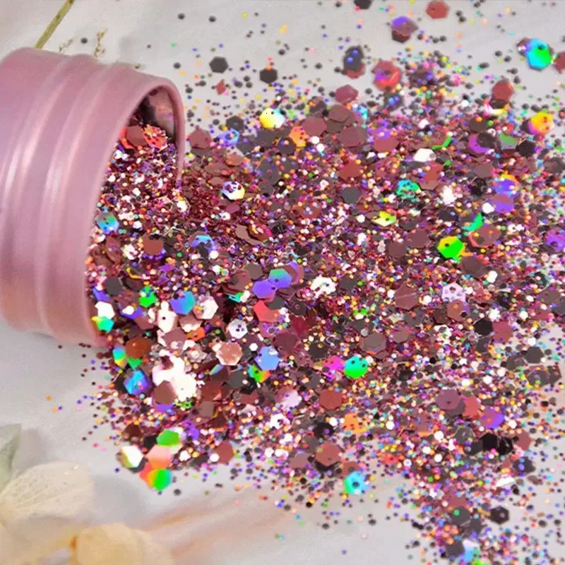 Iridescent Nail Art Sequins Silver Glitter DIY Chrome Powder Sparkly Hexagon y Flakes Manicures Decorations 241213