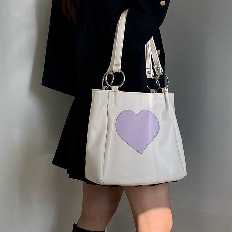 Tote bag for women trendy large capacity love shoulder bag college hand held backpack commuting bag for women