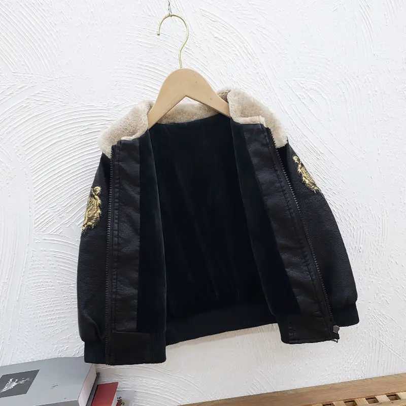 Boys Coat Jacket Overcoat Cotton 2023 Tiger Warm Thicken Velvet Winter Sports Teenager School Kids Childrens ClothingXJ241214