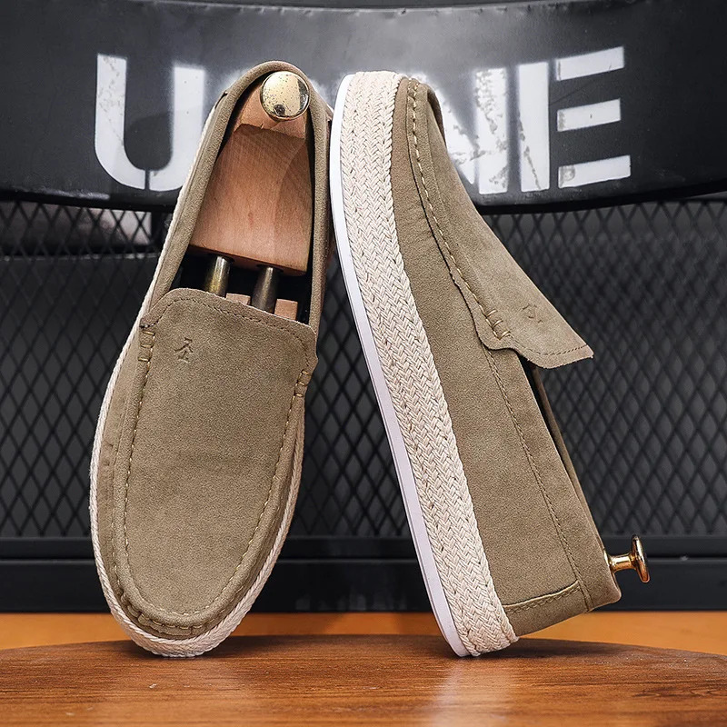 Loafers Summer Shoes Man New Fashion Canvas Footwear Soft Flat Comfy Ck Suede Leather Men Casual Vulcanized Shoe