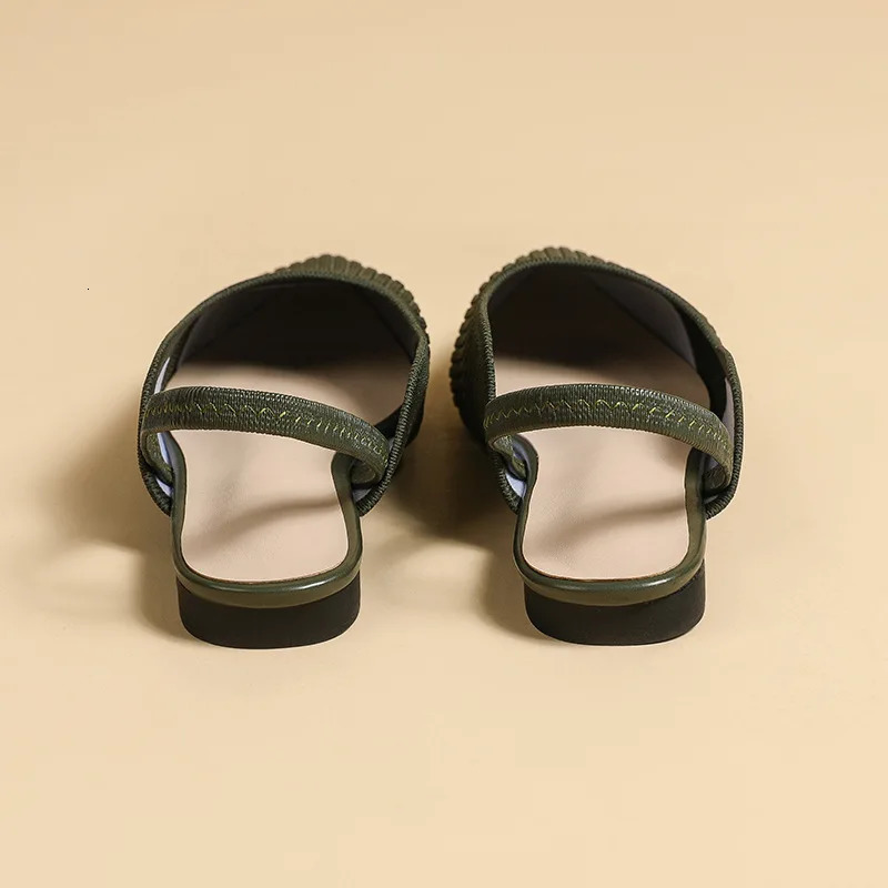 Black womens sandals smooth fashion breathable anti slip pregnant womens shoes womens knitted soft sole single shoe Plus size 43 241213