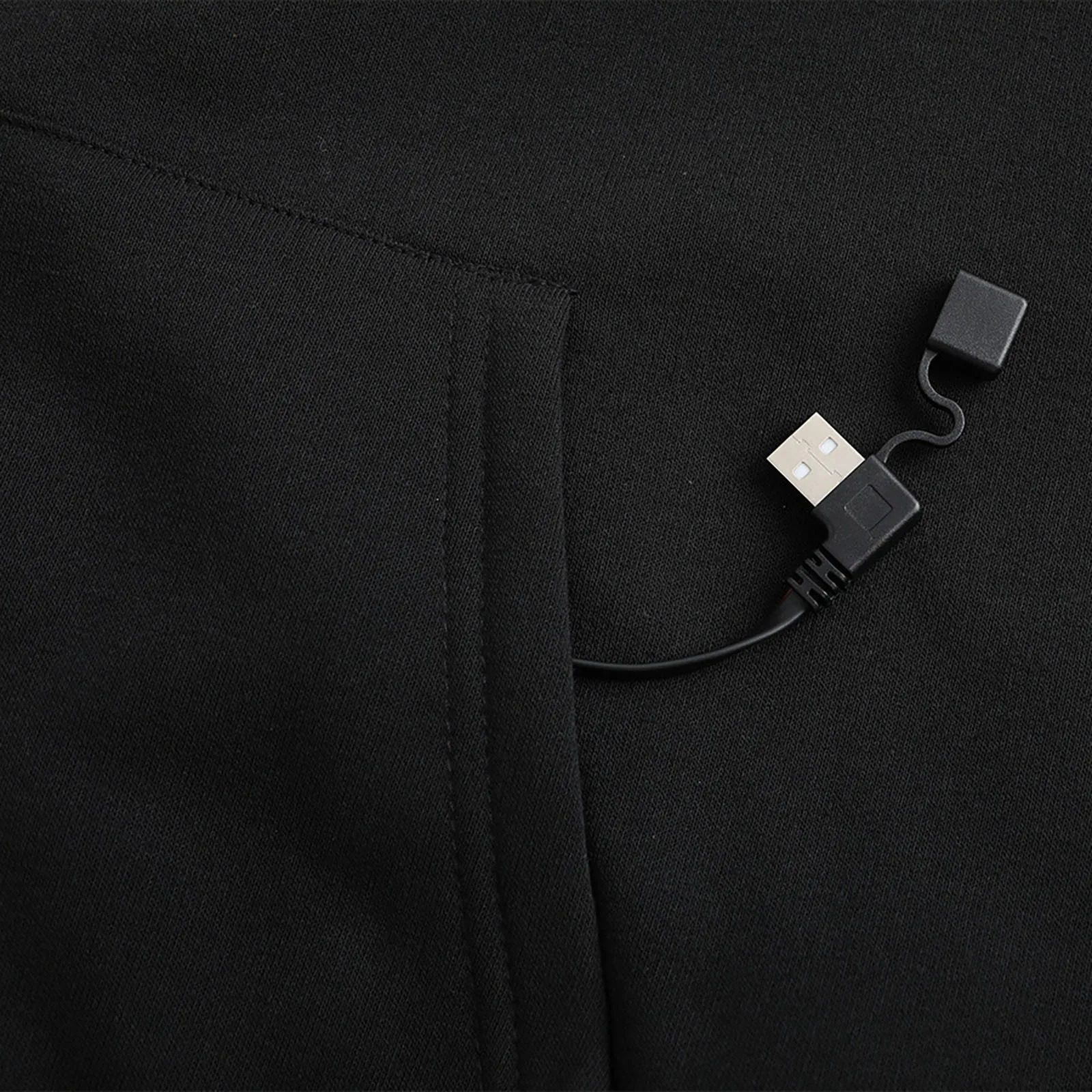 USB Wool Lined Hoodie Mens Autumn Solid Color Warm Long Sleeve Pocket Sweatshirt Electric Heating Clothing 241214