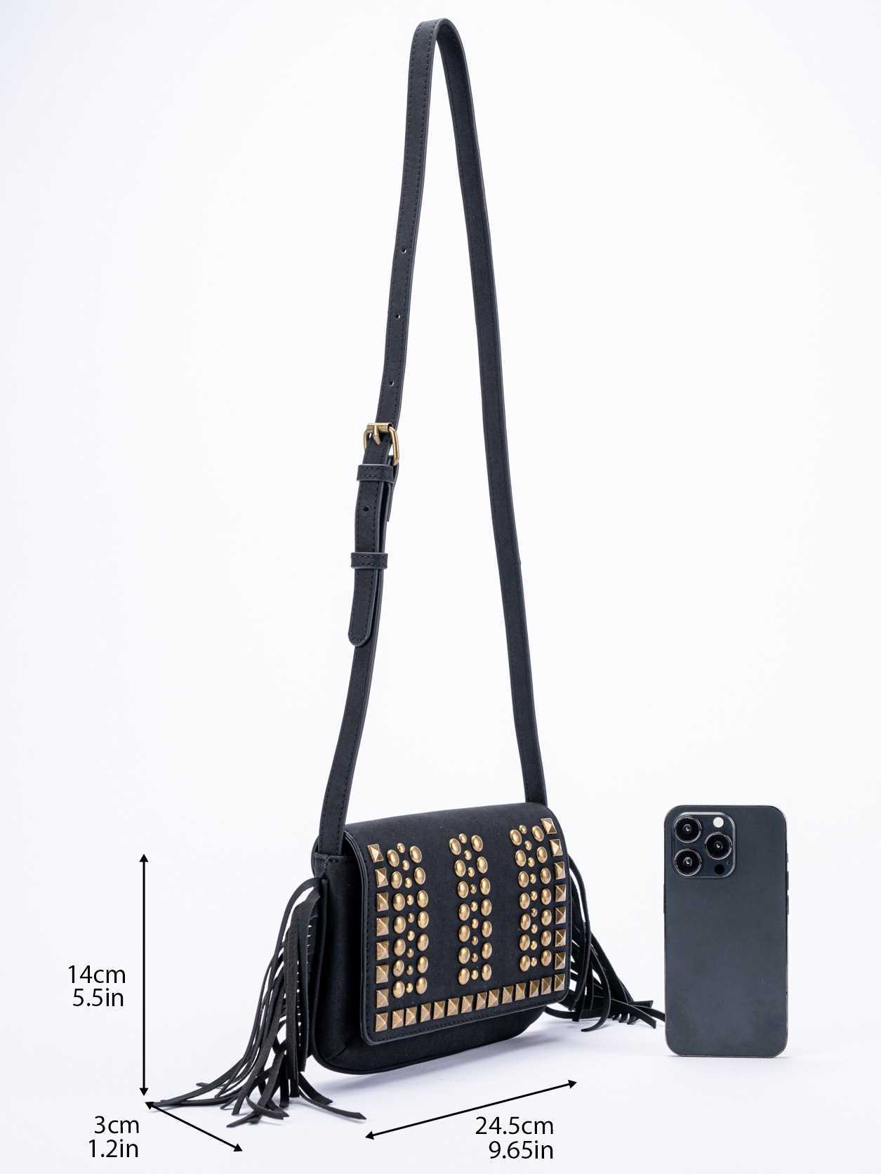 Women's bag rivet bag tassel rivet bag trendy spicy girl single shoulder crossbody women's bag handbag 241215