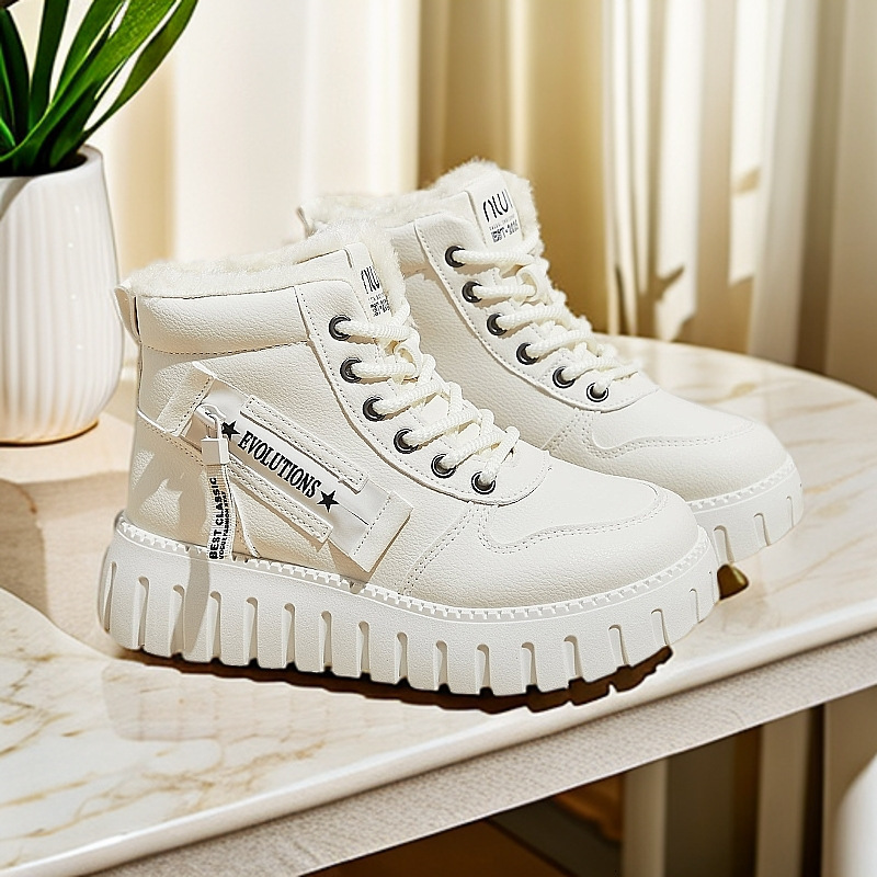 Fashionable velvet Martin boots for women 2024 winter new casual thick sole height increasing student warm motorcycle boots WS820
