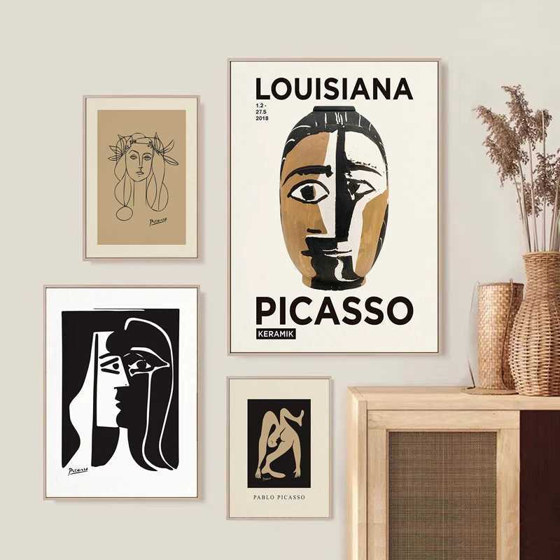 Vintage Picasso posters kissing dogs abstract decorative prints indoor canvas paintings wall art pictures home living room decorations M241216