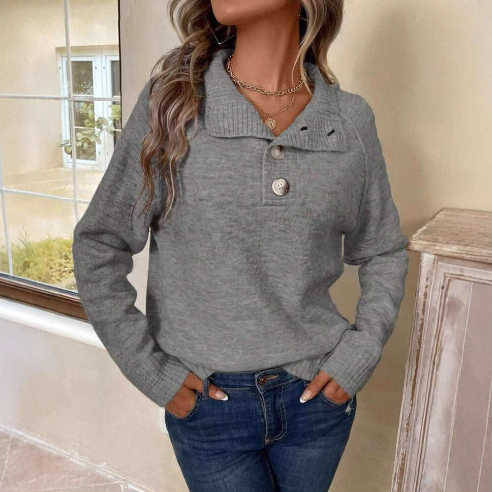 New Product: European And American Casual With Buckle Decoration, Grey Stand Up Collar, Hairy Clothes, Autumn Women's Clothing