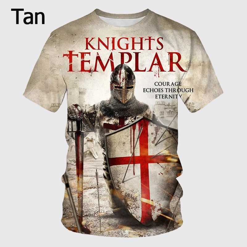 New Arrival Knights Templar Print 3d T-shirt Female Personality Sacred Cross Pattern Tshirt Mens Casual Outdoor Breathable Tops W241216