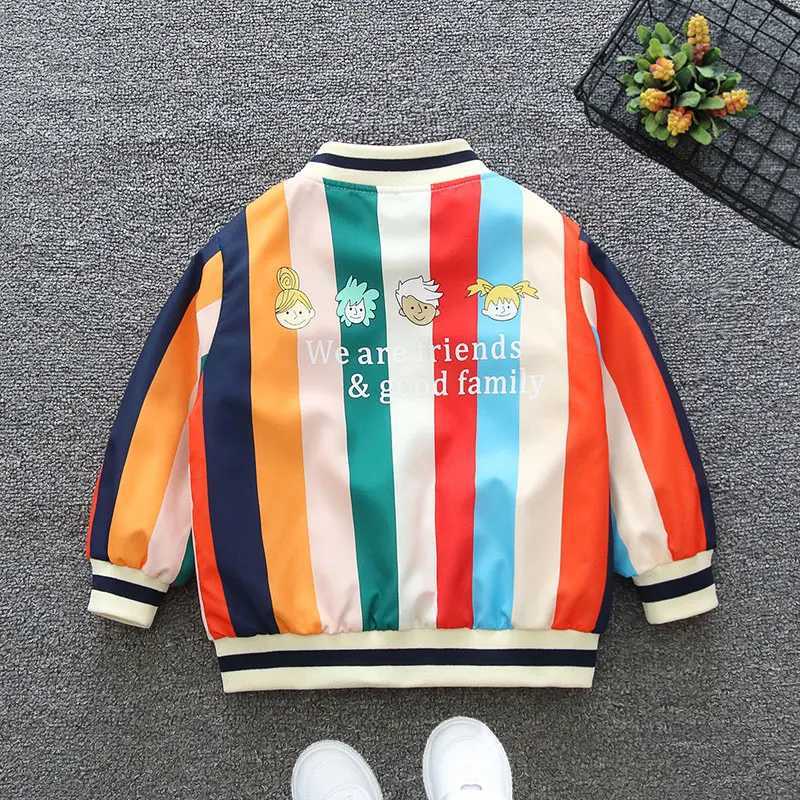2024 Spring and Autumn Boys Casual Letter Stripe Long sleeved Round Neck Zipper Coat Childrens Clothing 1-8YXJ241214